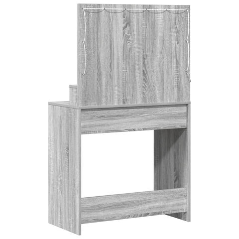 vidaXL Grey Sonoma Dressing Table with LED Lights - 79x41x135 cm