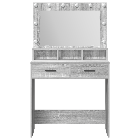 vidaXL Grey Sonoma Dressing Table with LED Lights - 79x41x135 cm