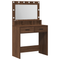 vidaXL Makeup Table with LED Lights - Brown Oak, 79x41x135 cm