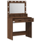 vidaXL Makeup Table with LED Lights - Brown Oak, 79x41x135 cm
