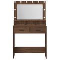 vidaXL Makeup Table with LED Lights - Brown Oak, 79x41x135 cm
