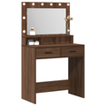 vidaXL Makeup Table with LED Lights - Brown Oak, 79x41x135 cm