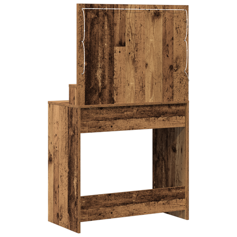 vidaXL Dressing Table with LED Lights - Rustic Wood - 79x41x135 cm