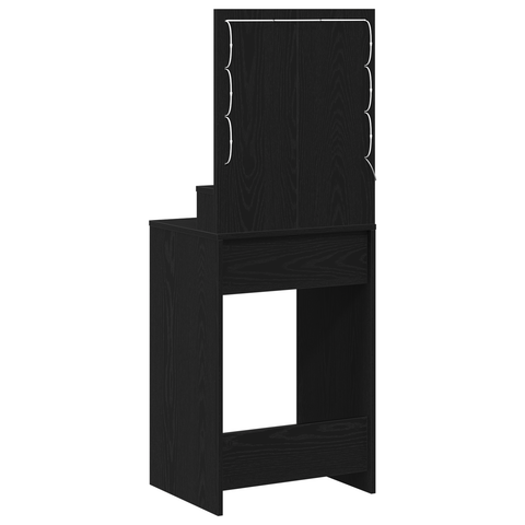 vidaXL Makeup Table with LED Lights - Black Oak, 50x41x135 cm