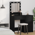 vidaXL Makeup Table with LED Lights - Black Oak, 50x41x135 cm