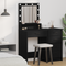 vidaXL Makeup Table with LED Lights - Black Oak, 50x41x135 cm