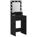 vidaXL Makeup Table with LED Lights - Black Oak, 50x41x135 cm