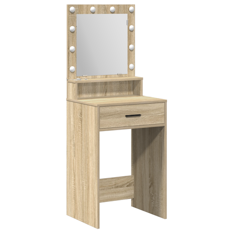 vidaXL Makeup Table with LED Lights in Sonoma Oak - 50x41x135 cm