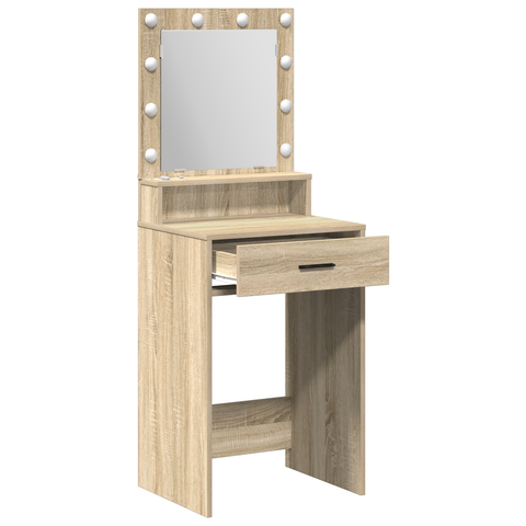 vidaXL Makeup Table with LED Lights in Sonoma Oak - 50x41x135 cm