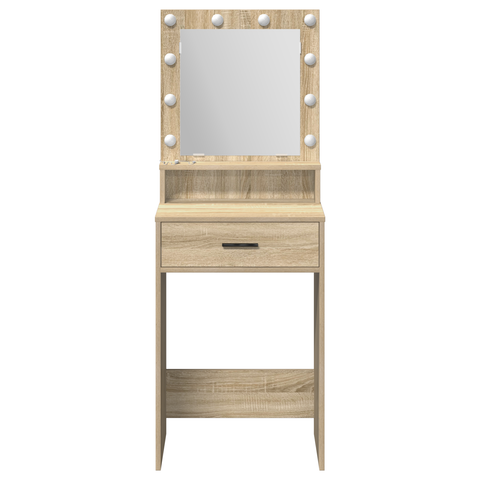 vidaXL Makeup Table with LED Lights in Sonoma Oak - 50x41x135 cm