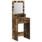 vidaXL Makeup Table with LED Lights - Smoked Oak, 50x41x135 cm