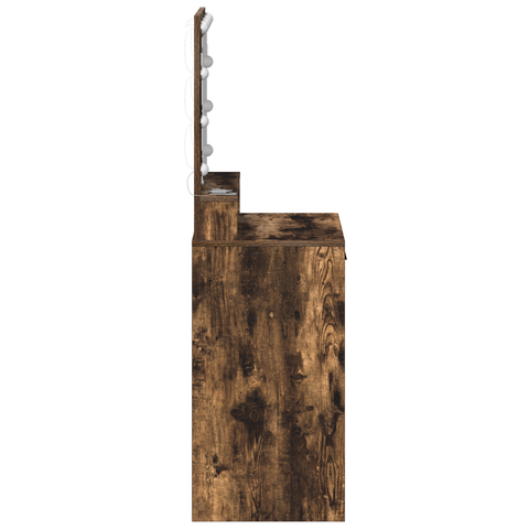 vidaXL Makeup Table with LED Lights - Smoked Oak, 50x41x135 cm