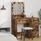 vidaXL Makeup Table with LED Lights - Smoked Oak, 50x41x135 cm