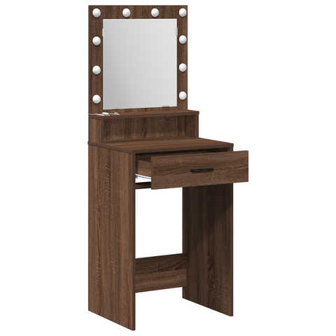 vidaXL Dressing Table with LED Lights - Brown Oak, 50x41x135 cm