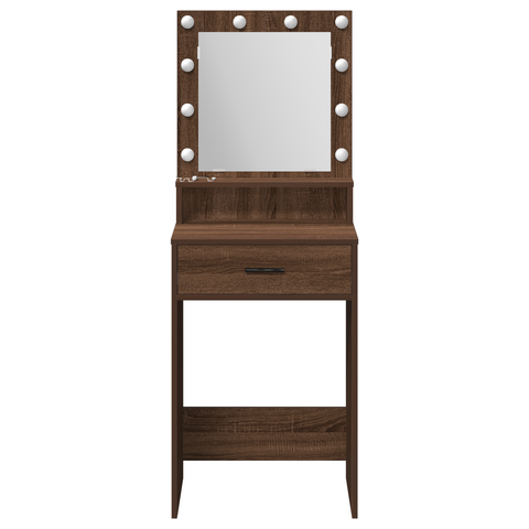 vidaXL Dressing Table with LED Lights - Brown Oak, 50x41x135 cm