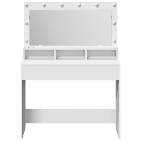vidaXL White Dressing Table with LED Lights - 100x41x135 cm