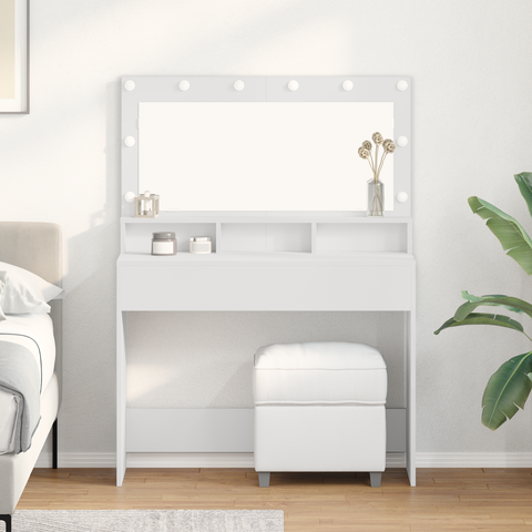 vidaXL White Dressing Table with LED Lights - 100x41x135 cm