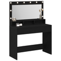vidaXL Makeup Table with LED Lights - Black Oak, 100x41x135 cm