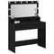 vidaXL Makeup Table with LED Lights - Black Oak, 100x41x135 cm