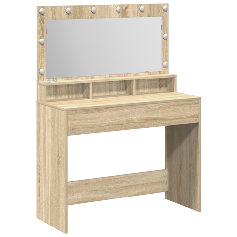 vidaXL Dressing Table with LED Lights - Sonoma Oak, 100x41x135 cm