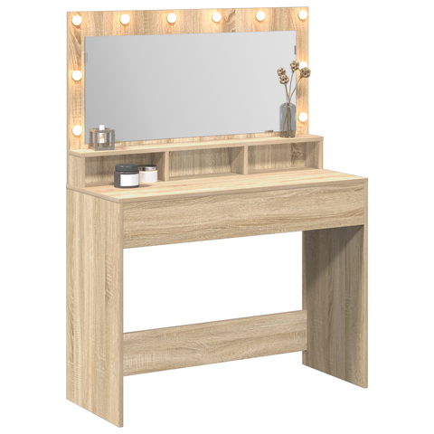 vidaXL Dressing Table with LED Lights - Sonoma Oak, 100x41x135 cm
