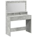vidaXL Dressing Table with LED Lights - Concrete Grey, 100x41x135 cm