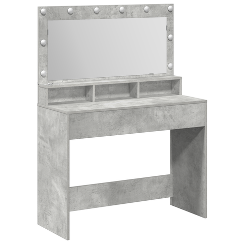 vidaXL Dressing Table with LED Lights - Concrete Grey, 100x41x135 cm