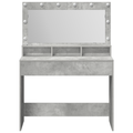 vidaXL Dressing Table with LED Lights - Concrete Grey, 100x41x135 cm