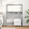 vidaXL Dressing Table with LED Lights - Concrete Grey, 100x41x135 cm