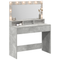 vidaXL Dressing Table with LED Lights - Concrete Grey, 100x41x135 cm