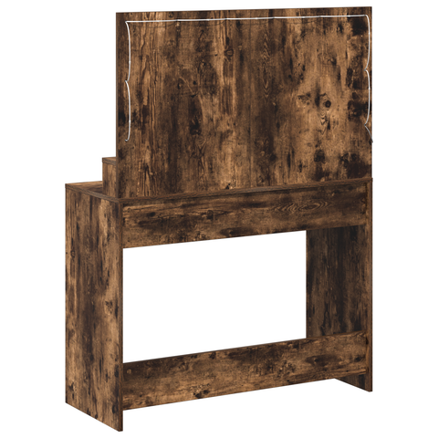 vidaXL Makeup Table with LED Lights in Smoked Oak - 100x41x135 cm