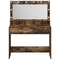 vidaXL Makeup Table with LED Lights in Smoked Oak - 100x41x135 cm