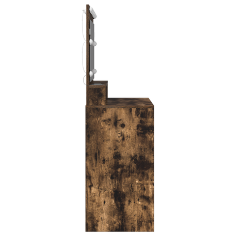 vidaXL Makeup Table with LED Lights in Smoked Oak - 100x41x135 cm