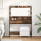 vidaXL Makeup Table with LED Lights in Smoked Oak - 100x41x135 cm