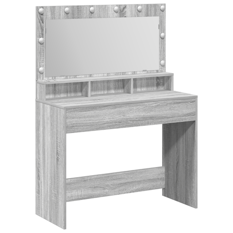 vidaXL Gray Sonoma Dressing Table with LED Lights - 100x41x135 cm
