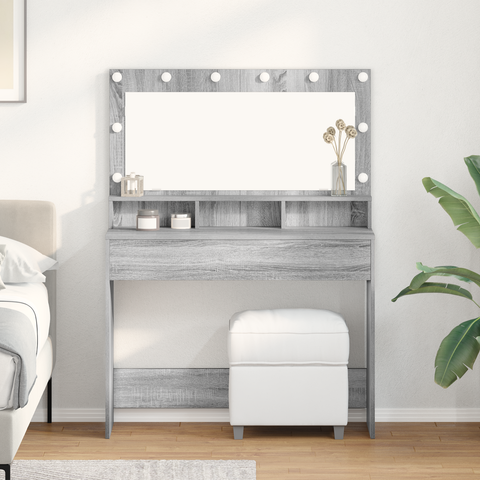 vidaXL Gray Sonoma Dressing Table with LED Lights - 100x41x135 cm