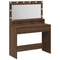 vidaXL Makeup Table with LED Lights in Brown Oak - 100 x 41 x 135 cm