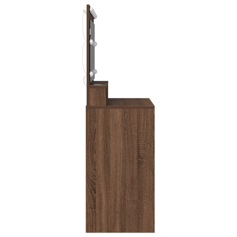 vidaXL Makeup Table with LED Lights in Brown Oak - 100 x 41 x 135 cm