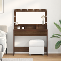 vidaXL Makeup Table with LED Lights in Brown Oak - 100 x 41 x 135 cm