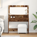 vidaXL Dressing Table with LED Lights - Vintage Wood - 100x41x135 cm