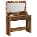 vidaXL Dressing Table with LED Lights - Vintage Wood - 100x41x135 cm