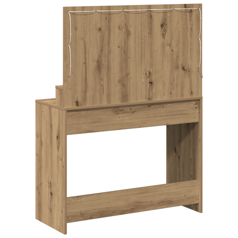 vidaXL Makeup Table with LED Lights in Artisan Oak, 100x41x135 cm