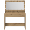 vidaXL Makeup Table with LED Lights in Artisan Oak, 100x41x135 cm