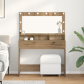 vidaXL Makeup Table with LED Lights in Artisan Oak, 100x41x135 cm