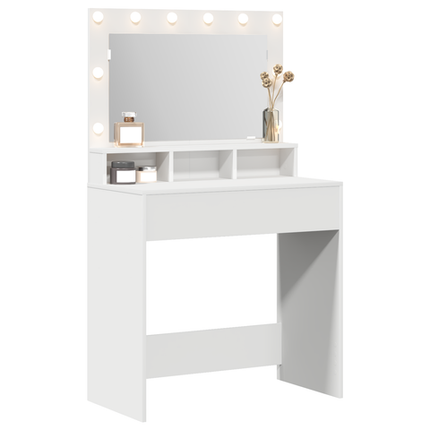 vidaXL White Dressing Table with LED Lights - 79x41x135 cm