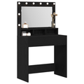 vidaXL Black Oak Dressing Table with LED Lights 79x41x135 cm