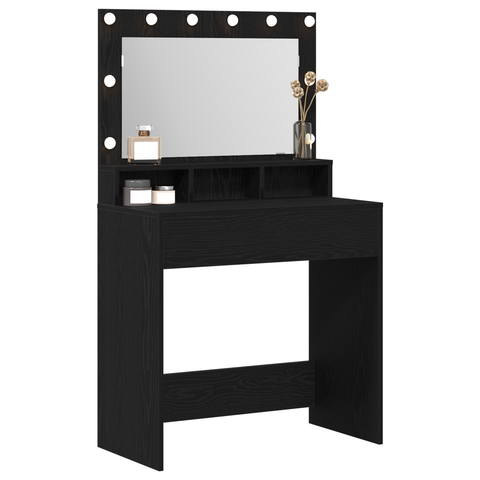 vidaXL Black Oak Dressing Table with LED Lights 79x41x135 cm
