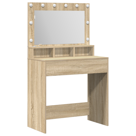 vidaXL Dressing Table with LED Lights in Sonoma Oak - 79x41x135 cm
