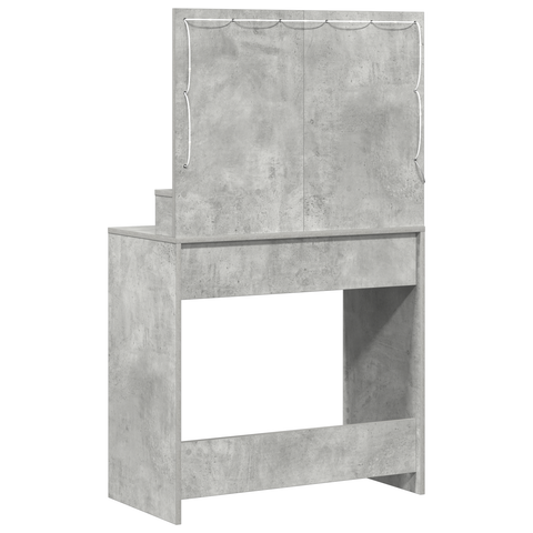 vidaXL Dressing Table with LED Lights in Concrete Grey, 79x41x135 cm