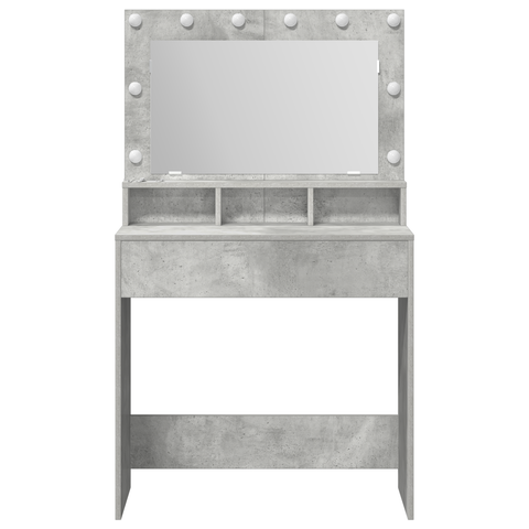 vidaXL Dressing Table with LED Lights in Concrete Grey, 79x41x135 cm